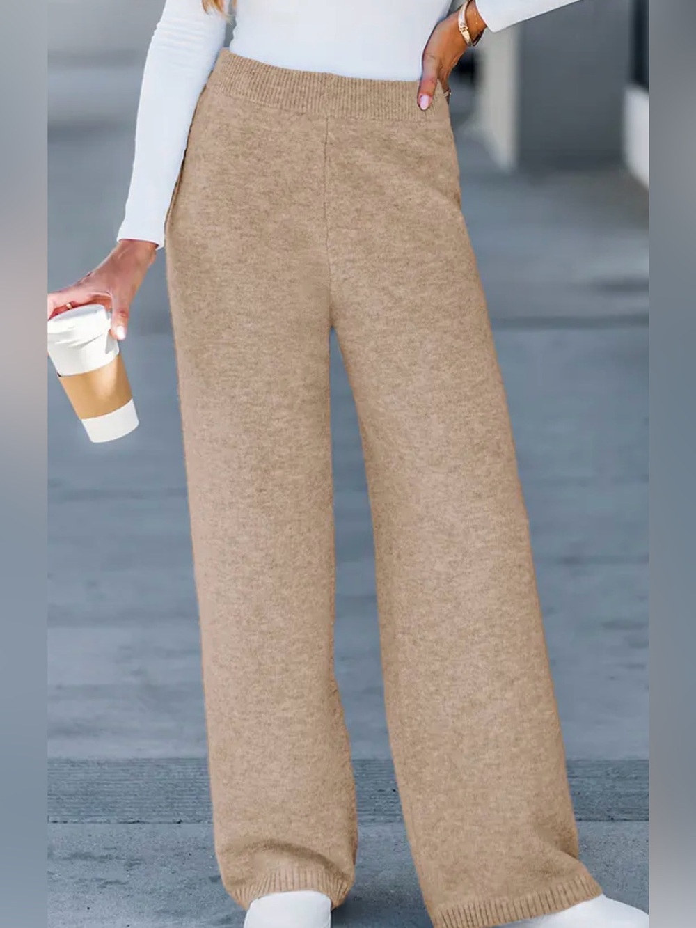Cupshe Neutral Beige Wide-Leg Knit Set - Picture 5 of 8